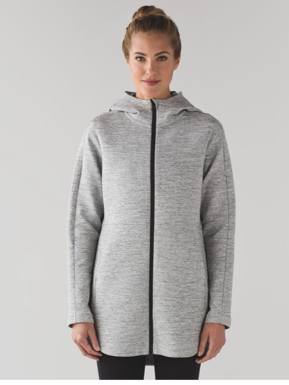 Lululemon Sz 10 grey long zipped hooded Going Places Jacket *flaw